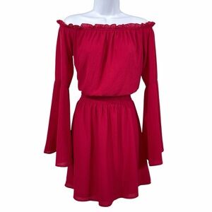 NWT NA-KD Gorgeous Red Off-Shoulder Bell Sleeves Dress